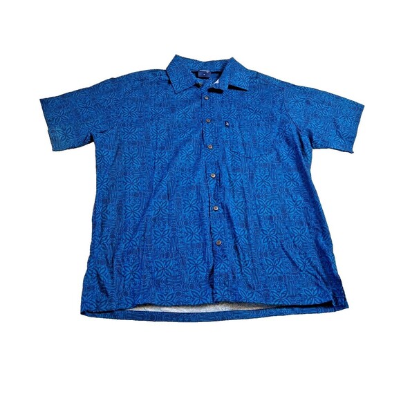 AISOKULA FIJI | Men's Short Sleeve Shirt | XL | Blue on Black | Cotton - Picture 3 of 8